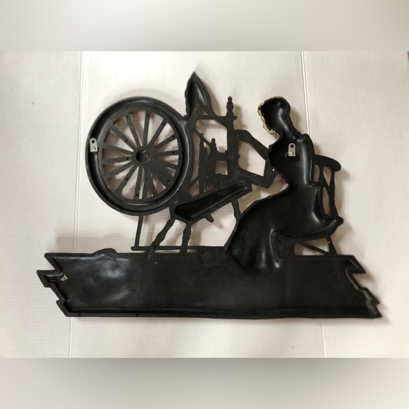Vtg 70s Girl Spinning Yarn Wall Art - Picture 6 of 15